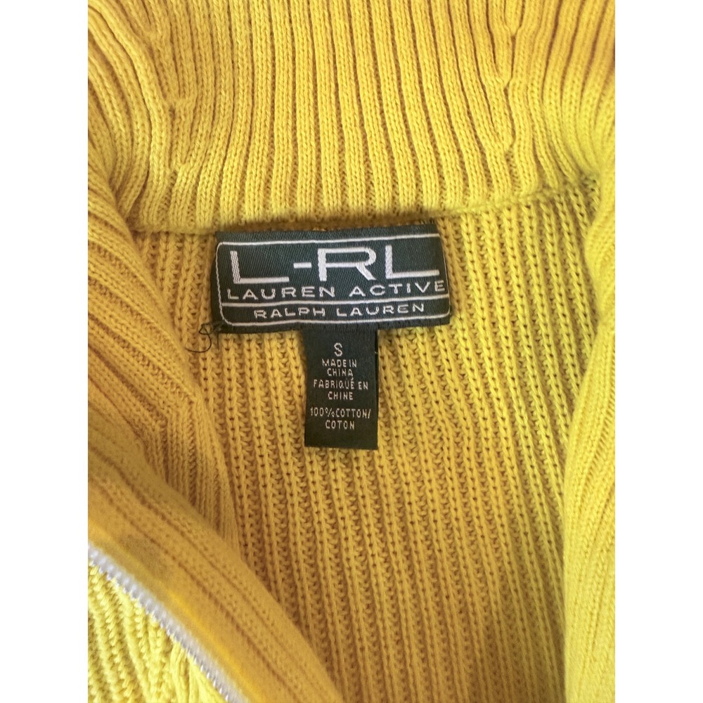 Lauren Active Ralph Lauren Yellow Navy Striped Quarter Zip Sweater S - Picture 2 of 7